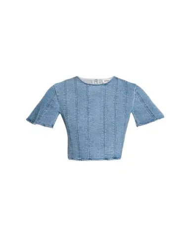 Simkhai Kolby Short-Sleeve Denim Top | Thumbnail 1