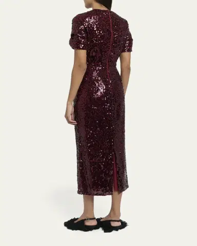 Erdem Twisted Short-Sleeve Sequined Midi Dress | Thumbnail 3 Erdem Twisted Short-Sleeve Sequined Midi Dress | Thumbnail 3