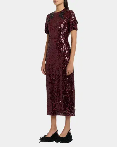 Erdem Twisted Short-Sleeve Sequined Midi Dress | Thumbnail 8 Erdem Twisted Short-Sleeve Sequined Midi Dress | Thumbnail 8