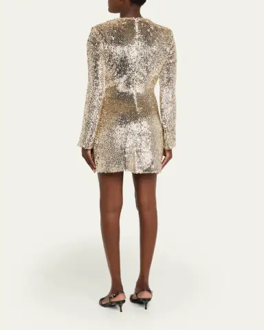 Simkhai Opal Sequined Long-Sleeve Mini Dress | Thumbnail 3 Simkhai Opal Sequined Long-Sleeve Mini Dress | Thumbnail 3