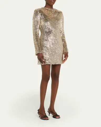 Simkhai Opal Sequined Long-Sleeve Mini Dress | Thumbnail 4 Simkhai Opal Sequined Long-Sleeve Mini Dress | Thumbnail 4