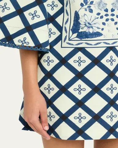 VERANDAH Palm Azulejos Mini Kaftan Dress | Thumbnail 5