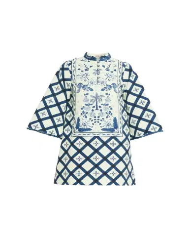 VERANDAH Palm Azulejos Mini Kaftan Dress | Thumbnail 1