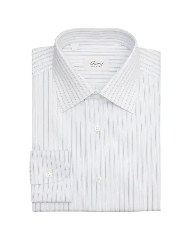 Men's Cotton Multi-Stripe Point Collar Dress Shirt