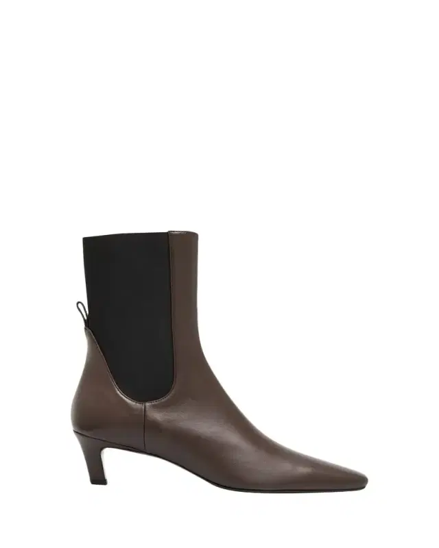 Leather Mid-Heel Ankle Boots