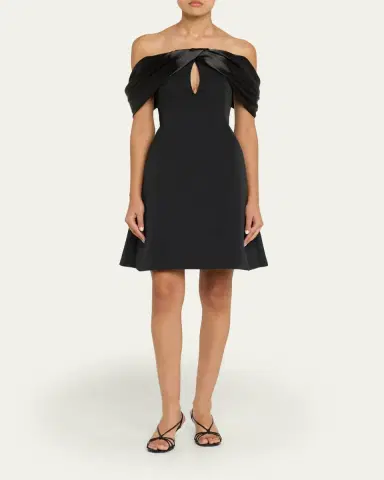 PAMELLA ROLAND Faille Off-Shoulder Mini Dress | Thumbnail 2 PAMELLA ROLAND Faille Off-Shoulder Mini Dress | Thumbnail 2