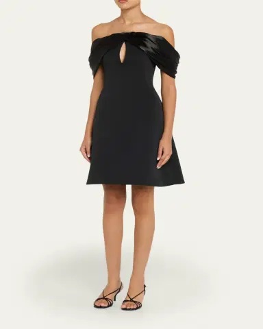 PAMELLA ROLAND Faille Off-Shoulder Mini Dress | Thumbnail 4 PAMELLA ROLAND Faille Off-Shoulder Mini Dress | Thumbnail 4