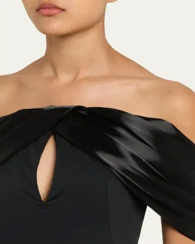 PAMELLA ROLAND Faille Off-Shoulder Mini Dress | Thumbnail 5 PAMELLA ROLAND Faille Off-Shoulder Mini Dress | Thumbnail 5