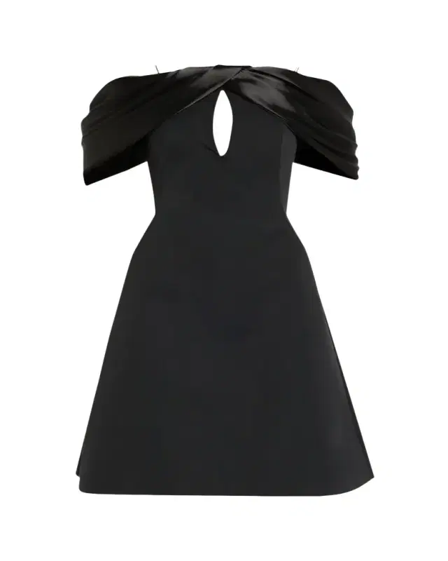 Pamella Roland Faille Off-Shoulder Mini Dress