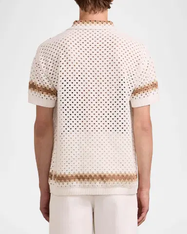 Frescobol Carioca Men's Marques Cotton Crochet Camp Shirt | Thumbnail 3 Frescobol Carioca Men's Marques Cotton Crochet Camp Shirt | Thumbnail 3