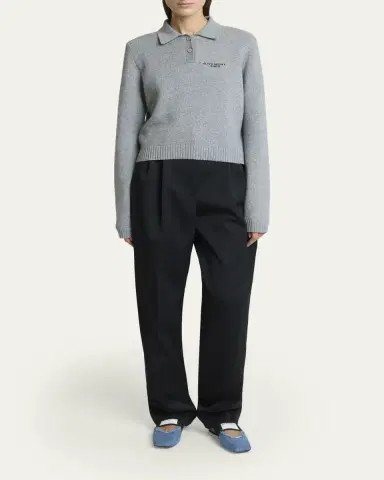 Givenchy Logo Embroidered Wool-Cashmere Polo Sweater | Thumbnail 2 Givenchy Logo Embroidered Wool-Cashmere Polo Sweater | Thumbnail 2