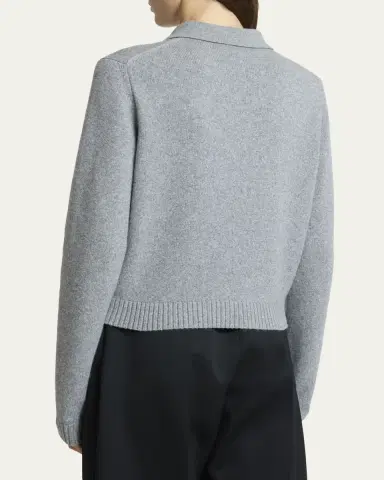 Givenchy Logo Embroidered Wool-Cashmere Polo Sweater | Thumbnail 3 Givenchy Logo Embroidered Wool-Cashmere Polo Sweater | Thumbnail 3