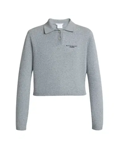 Givenchy Logo Embroidered Wool-Cashmere Polo Sweater | Thumbnail 1 Givenchy Logo Embroidered Wool-Cashmere Polo Sweater | Thumbnail 1