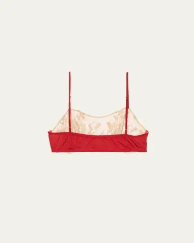 Kiki De Montparnasse Orchid Floral Lace & Stretch Silk Bandeau Bra | Thumbnail 2