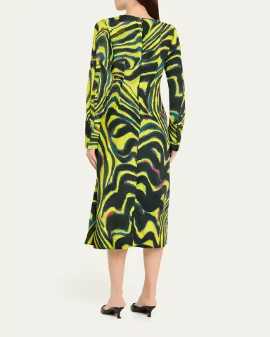Christopher John Rogers Printed Knotted Waist Midi Dress | Thumbnail 3 Christopher John Rogers Printed Knotted Waist Midi Dress | Thumbnail 3