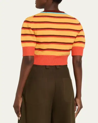 CHRISTOPHER JOHN ROGERS Striped Short-Sleeve Crop Sweater | Thumbnail 3 CHRISTOPHER JOHN ROGERS Striped Short-Sleeve Crop Sweater | Thumbnail 3