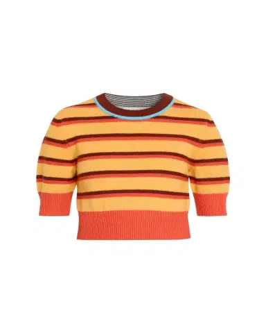 CHRISTOPHER JOHN ROGERS Striped Short-Sleeve Crop Sweater | Thumbnail 1 CHRISTOPHER JOHN ROGERS Striped Short-Sleeve Crop Sweater | Thumbnail 1