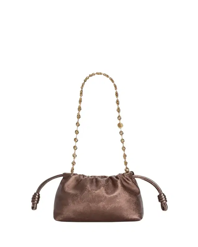 LOEWE Flamenco Clutch Bag in Moire-Print Leather