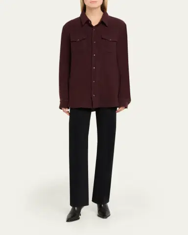 God’s True Cashmere Claret Solid Cashmere Button-Down Shirt | Thumbnail 2 God’s True Cashmere Claret Solid Cashmere Button-Down Shirt | Thumbnail 2