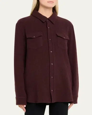 God’s True Cashmere Claret Solid Cashmere Button-Down Shirt | Thumbnail 4 God’s True Cashmere Claret Solid Cashmere Button-Down Shirt | Thumbnail 4