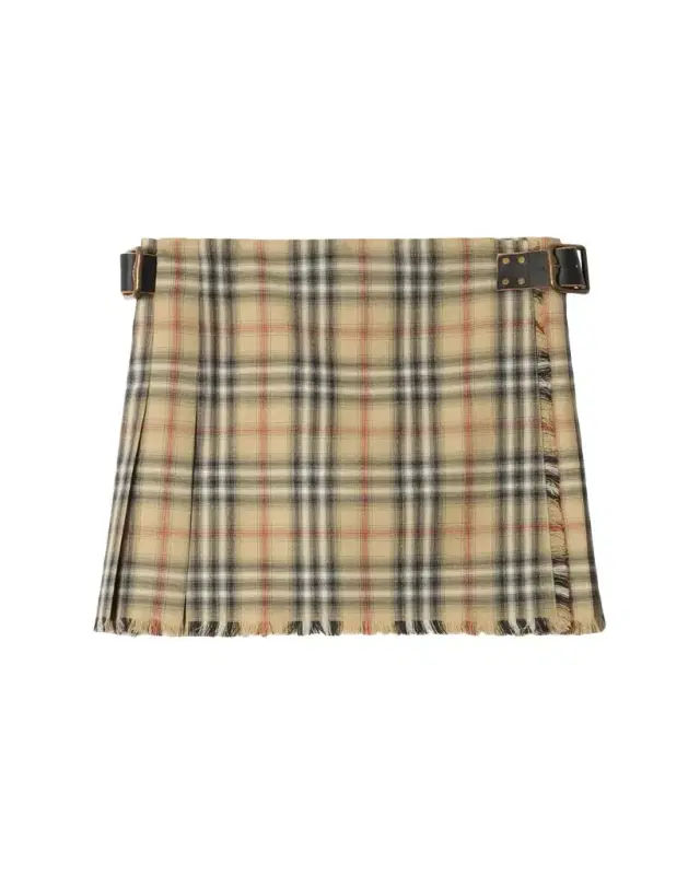Burberry Skye Check Buckled Mini Wrap Skirt