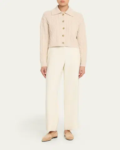 Simkhai Virginia Cable-Knit Fringe Cropped Cardigan | Thumbnail 2