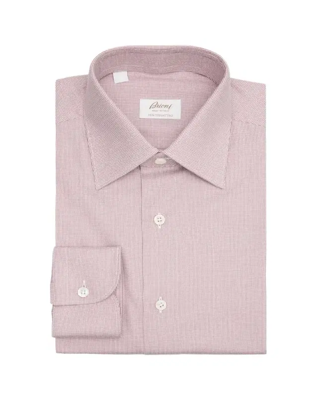 Brioni Men's Ventiquattro Cotton Micro-Houndstooth Dress Shirt