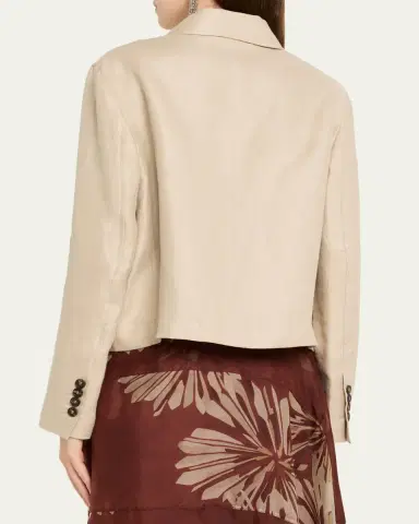 Brunello Cucinelli Structured Linen Twill Single-Breasted Shirt Jacket | Thumbnail 3