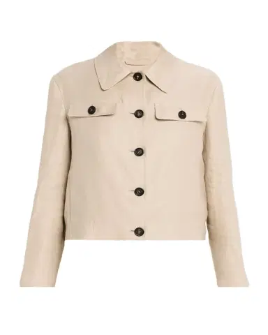 Brunello Cucinelli Structured Linen Twill Single-Breasted Shirt Jacket | Thumbnail 1
