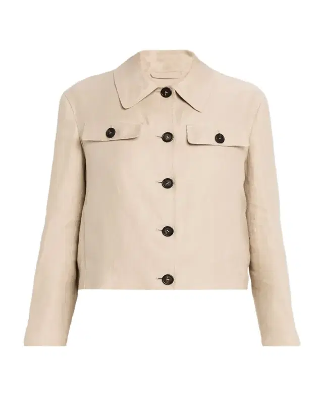 Brunello Cucinelli Structured Linen Twill Single-Breasted Shirt Jacket