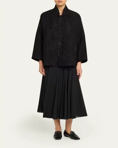 Eskandar Silk Wool Mix Chinese Imperial Jacket With Chinese Collar - Long Length | Thumbnail 2 Eskandar Silk Wool Mix Chinese Imperial Jacket With Chinese Collar - Long Length | Thumbnail 2