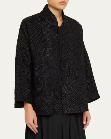Eskandar Silk Wool Mix Chinese Imperial Jacket With Chinese Collar - Long Length | Thumbnail 4 Eskandar Silk Wool Mix Chinese Imperial Jacket With Chinese Collar - Long Length | Thumbnail 4