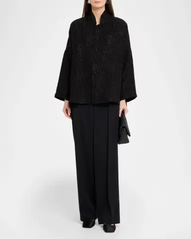 Eskandar Silk Wool Mix Chinese Imperial Jacket With Chinese Collar - Long Length | Thumbnail 6 Eskandar Silk Wool Mix Chinese Imperial Jacket With Chinese Collar - Long Length | Thumbnail 6