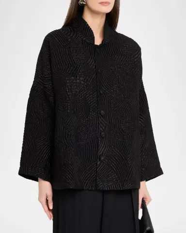 Eskandar Silk Wool Mix Chinese Imperial Jacket With Chinese Collar - Long Length | Thumbnail 8 Eskandar Silk Wool Mix Chinese Imperial Jacket With Chinese Collar - Long Length | Thumbnail 8