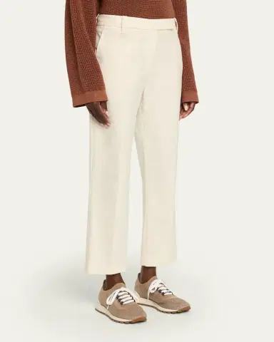 Brunello Cucinelli Stretch Cotton Gabardine Kickflare Ankle Cigarette Pants | Thumbnail 4 Brunello Cucinelli Stretch Cotton Gabardine Kickflare Ankle Cigarette Pants | Thumbnail 4