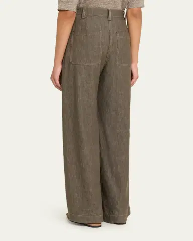 Brunello Cucinelli Denim-Effect Linen Wide-Leg Jeans | Thumbnail 3
