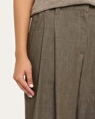 Brunello Cucinelli Denim-Effect Linen Wide-Leg Jeans | Thumbnail 5