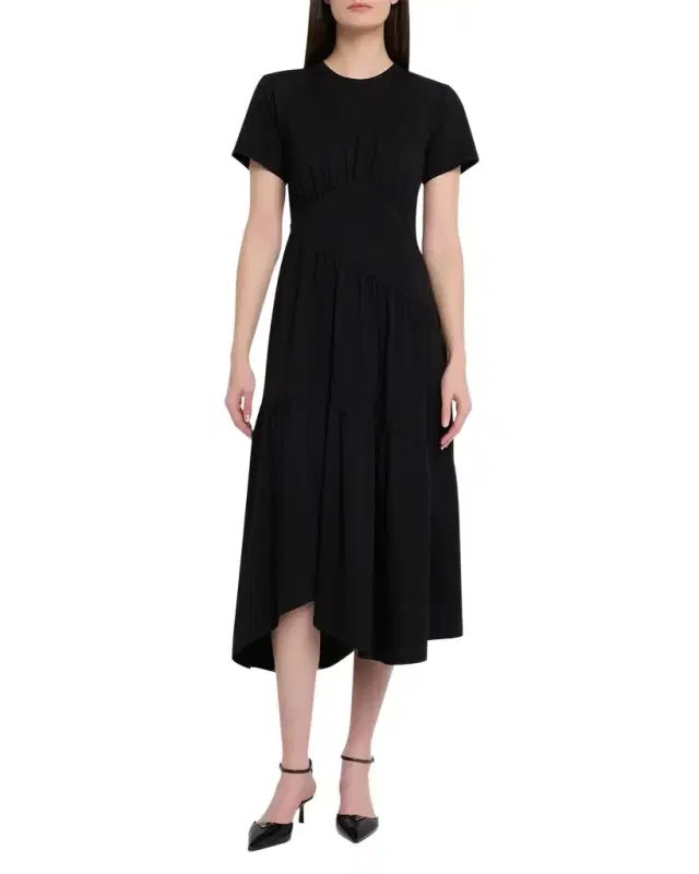 FRAME Short-Sleeve Gathered Maxi Dress