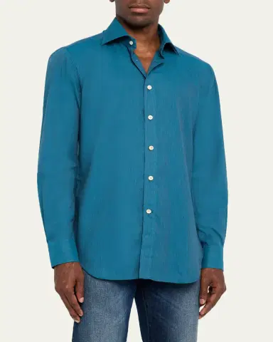 Kiton Men's Cotton Sport Shirt | Thumbnail 9 Kiton Men's Cotton Sport Shirt | Thumbnail 9