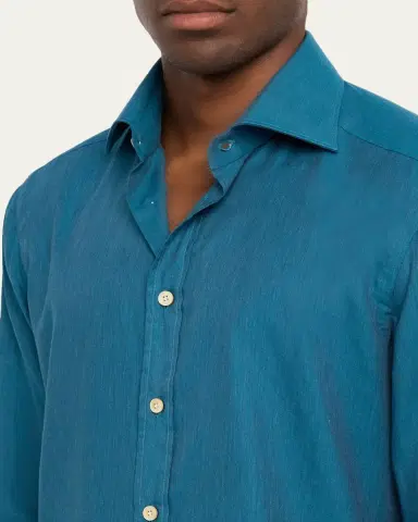Kiton Men's Cotton Sport Shirt | Thumbnail 10 Kiton Men's Cotton Sport Shirt | Thumbnail 10