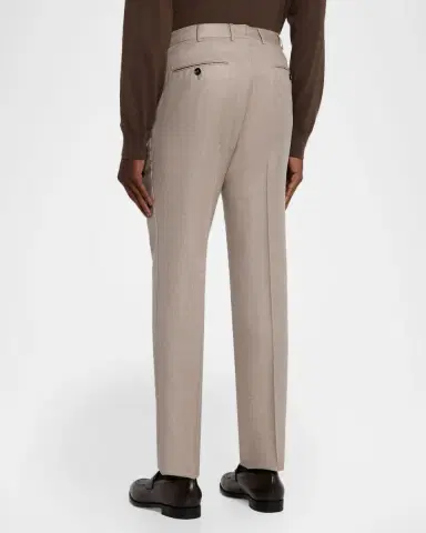 Zegna Men's Cavalry Twill Sharkskin Flat-Front Trousers | Thumbnail 2 Zegna Men's Cavalry Twill Sharkskin Flat-Front Trousers | Thumbnail 2