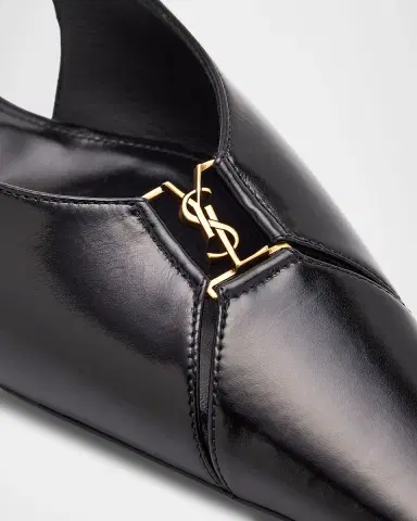 Saint Laurent Babylone Leather YSL Slingback Ballerina Flats | Thumbnail 4