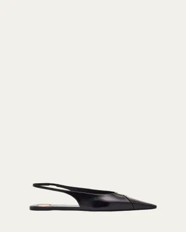 Saint Laurent Babylone Leather YSL Slingback Ballerina Flats | Thumbnail 6
