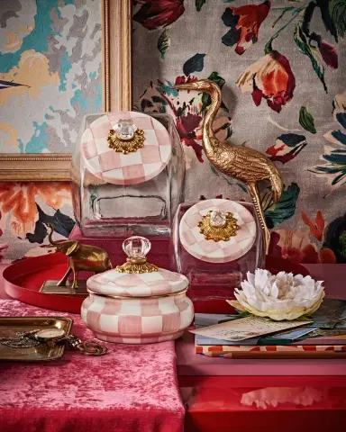 MacKenzie-Childs Cookie Jar with Rosy Check Enamel Lid | Thumbnail 5 MacKenzie-Childs Cookie Jar with Rosy Check Enamel Lid | Thumbnail 5