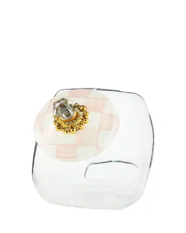 MacKenzie-Childs Cookie Jar with Rosy Check Enamel Lid | Thumbnail 1 MacKenzie-Childs Cookie Jar with Rosy Check Enamel Lid | Thumbnail 1