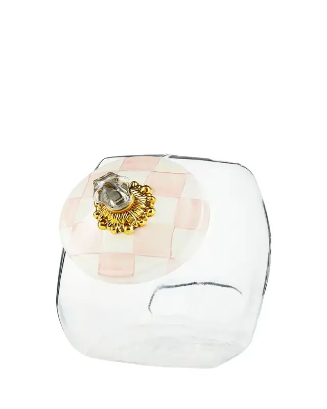 Cookie Jar with Rosy Check Enamel Lid
