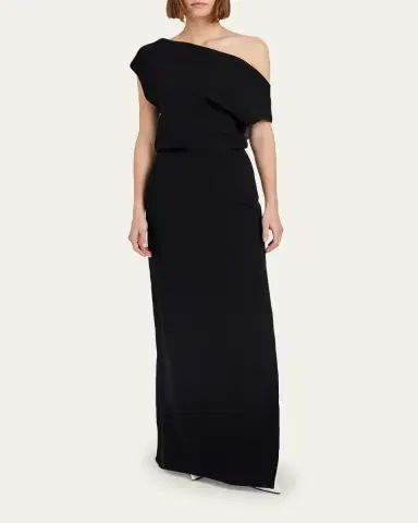 Proenza Schouler Rosina Draped Double-Crepe Dress | Thumbnail 2