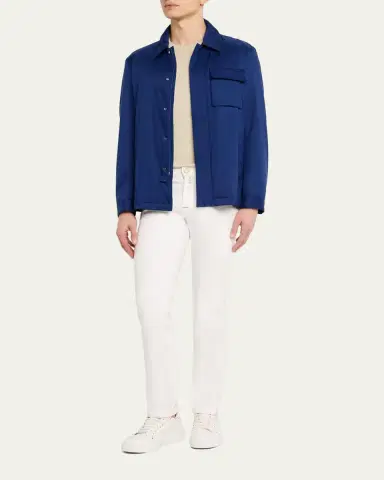 Kiton Men's Covered-Zip Shirt Jacket | Thumbnail 6 Kiton Men's Covered-Zip Shirt Jacket | Thumbnail 6