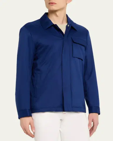 Kiton Men's Covered-Zip Shirt Jacket | Thumbnail 8 Kiton Men's Covered-Zip Shirt Jacket | Thumbnail 8