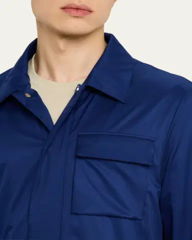 Kiton Men's Covered-Zip Shirt Jacket | Thumbnail 9 Kiton Men's Covered-Zip Shirt Jacket | Thumbnail 9